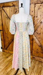Women’s GiGiO Sage Mixed Print Midi Dress with a Smocked Back