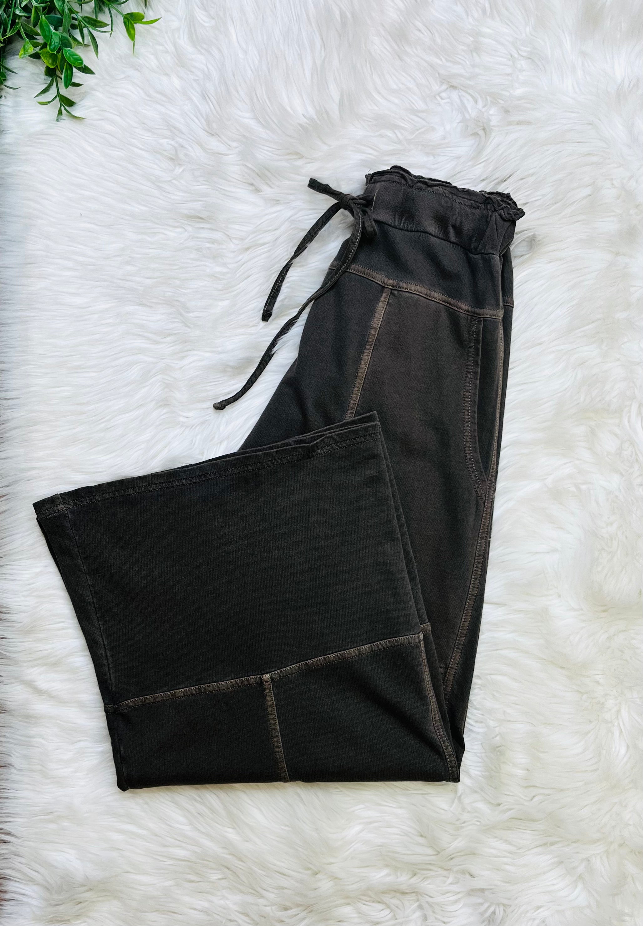 Women’s Zenana Exposed Seam Espresso Drawstring Pants- True to Size
