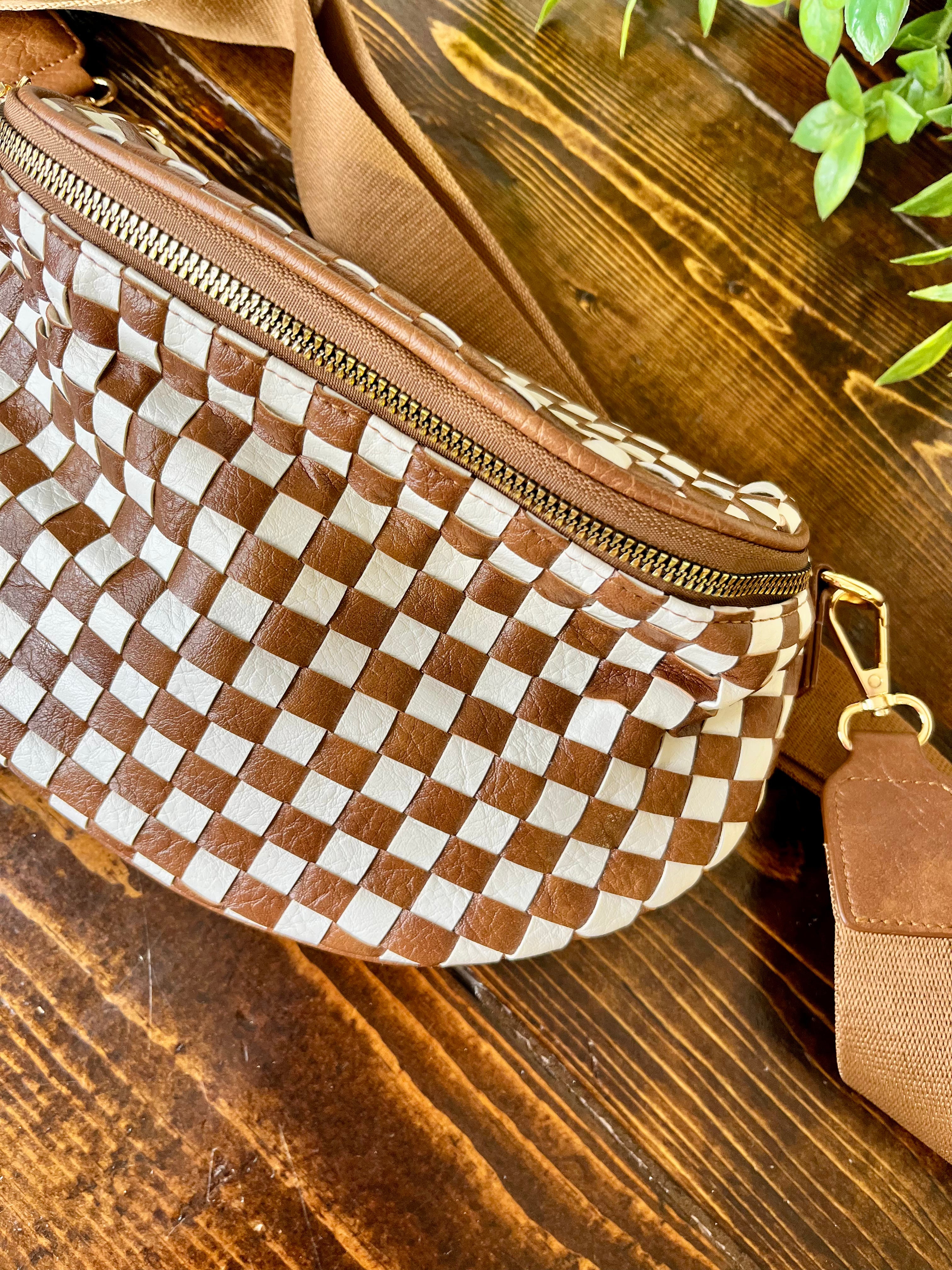 Women’s Brown Woven Crossbody Bag
