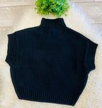 Women’s Black Sleeveless Knit Mock Neck Blouse