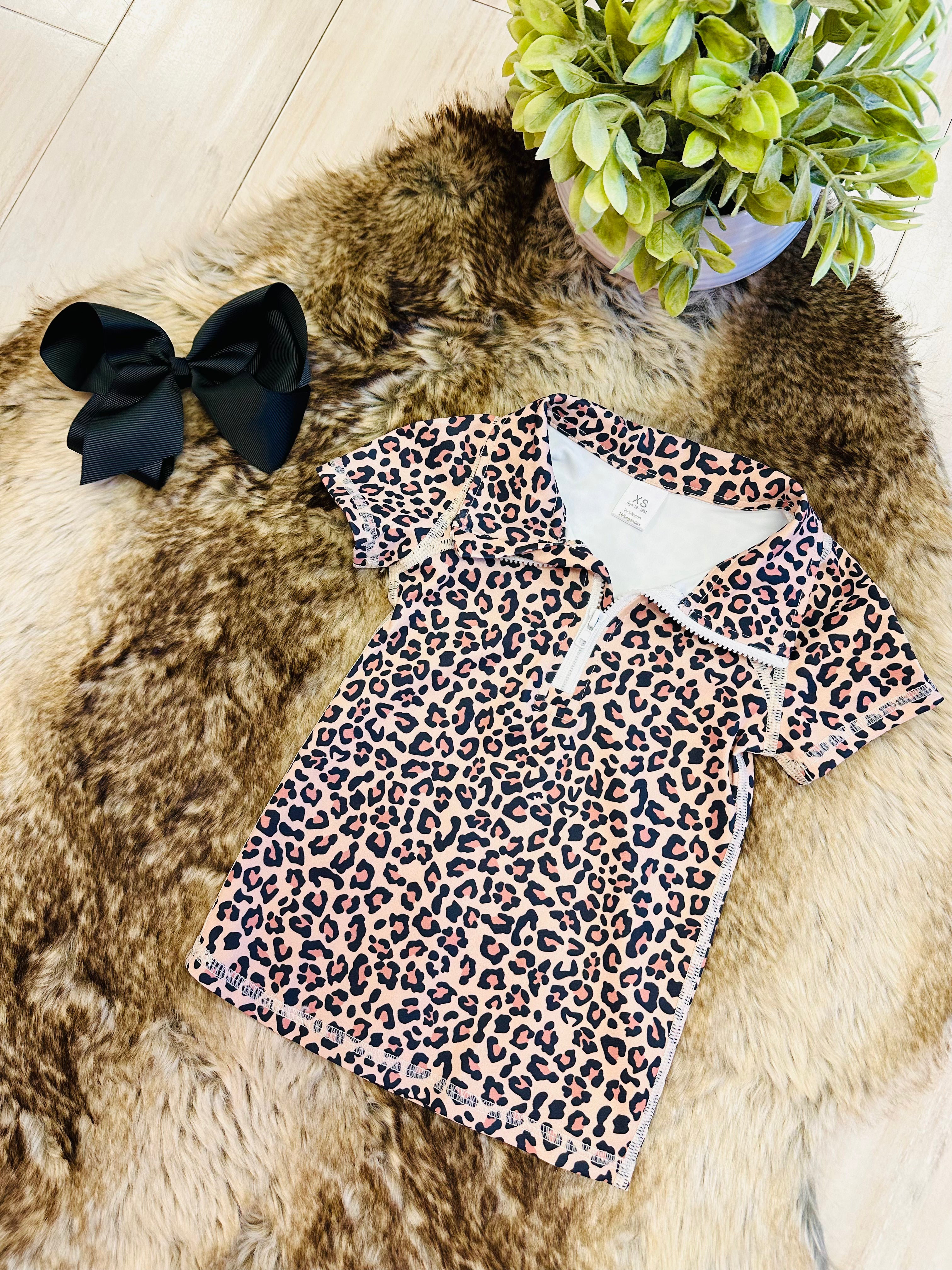 Girl’s Quarter Zip Cheetah Print Flare Pant Outfit