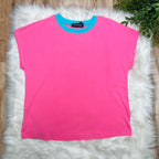 Women’s Evermmee Pink Short Set with Blue Trim