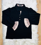 Women’s Evermmee Black Cheetah Detail Top- True to Size