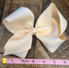 Hair Bow 6” Alligator Clip - Cream Ivory
