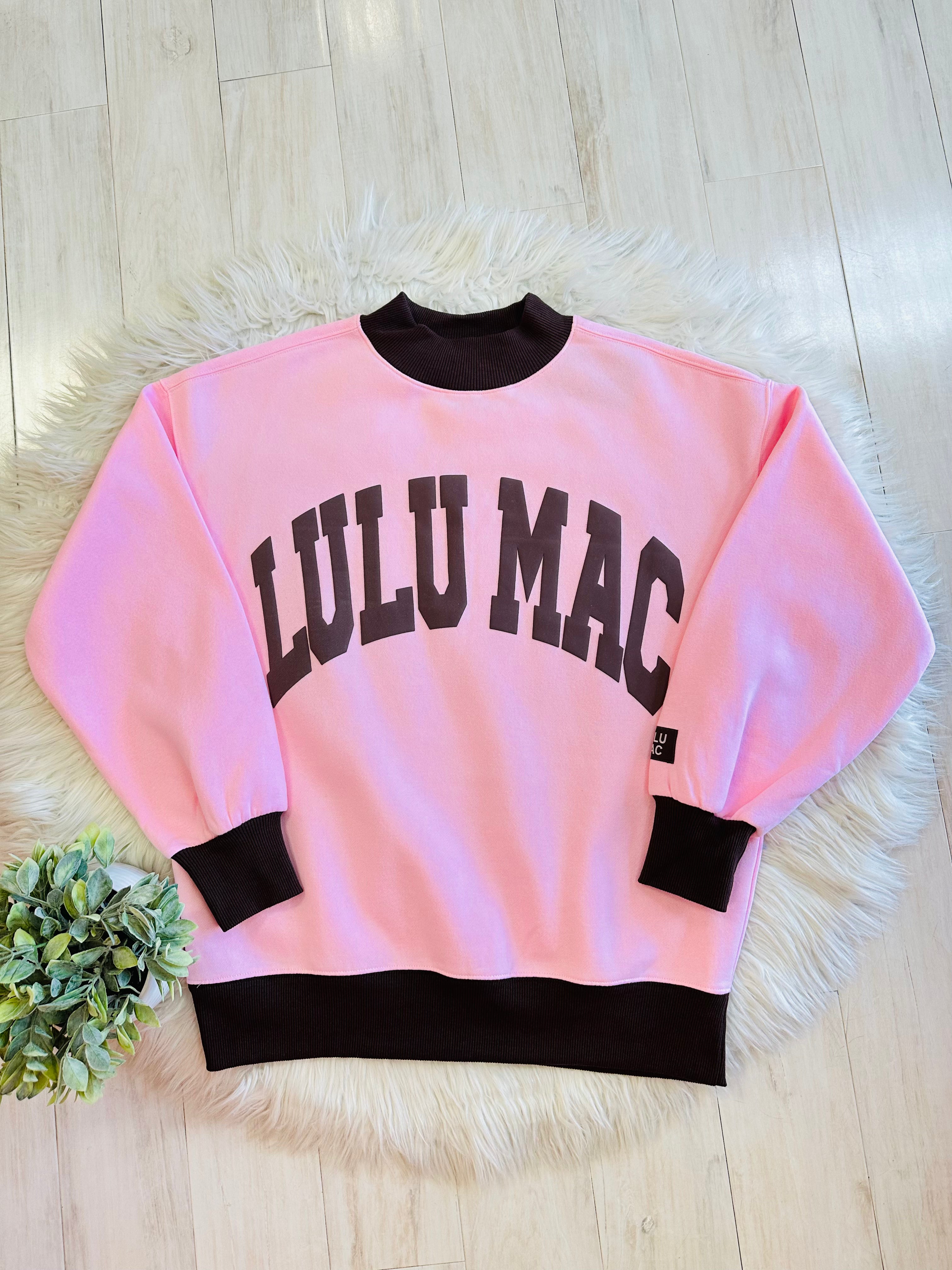 Women’s Lulu Mac Light Pink & Brown Crewneck Top- Oversized