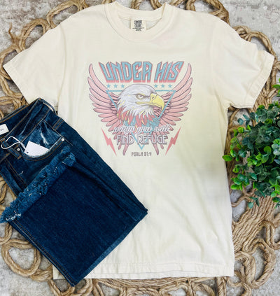 Comfort Colors “under his wings you will find refuge” tee - Mini Mee Boutique