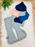 Girl’s Grey Color Block Hooded Outfit