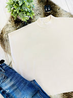 Women’s Sand Beige Mock Neck Top oversized