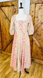 Women’s GiGiO Rose Mixed Print Dress with a Smocked Back