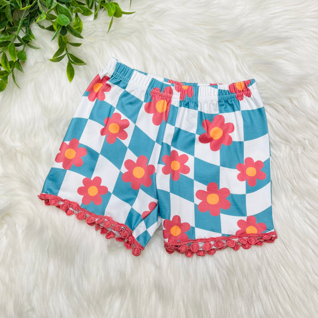 Girls Mauve Floral Short Set