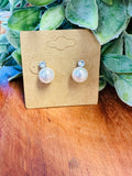 Sliver Pearl & Diamond Earrings