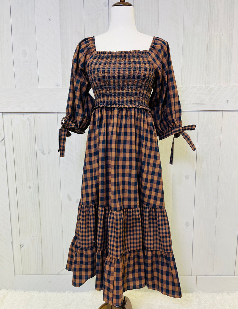 Fantastic Fawn Navy Plaid Dress