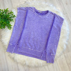 Women’s Violet Zenana Sleeveless Acid Wash Top with Slits