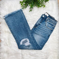 Women’s Risen High Rise Crop Bootcut Frayed Jeans 5051
