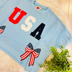 Women’s Blue 4th of July Patch Pullover Top