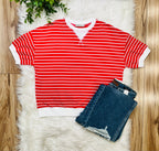 Women’s Zenana Ruby Red Striped Top