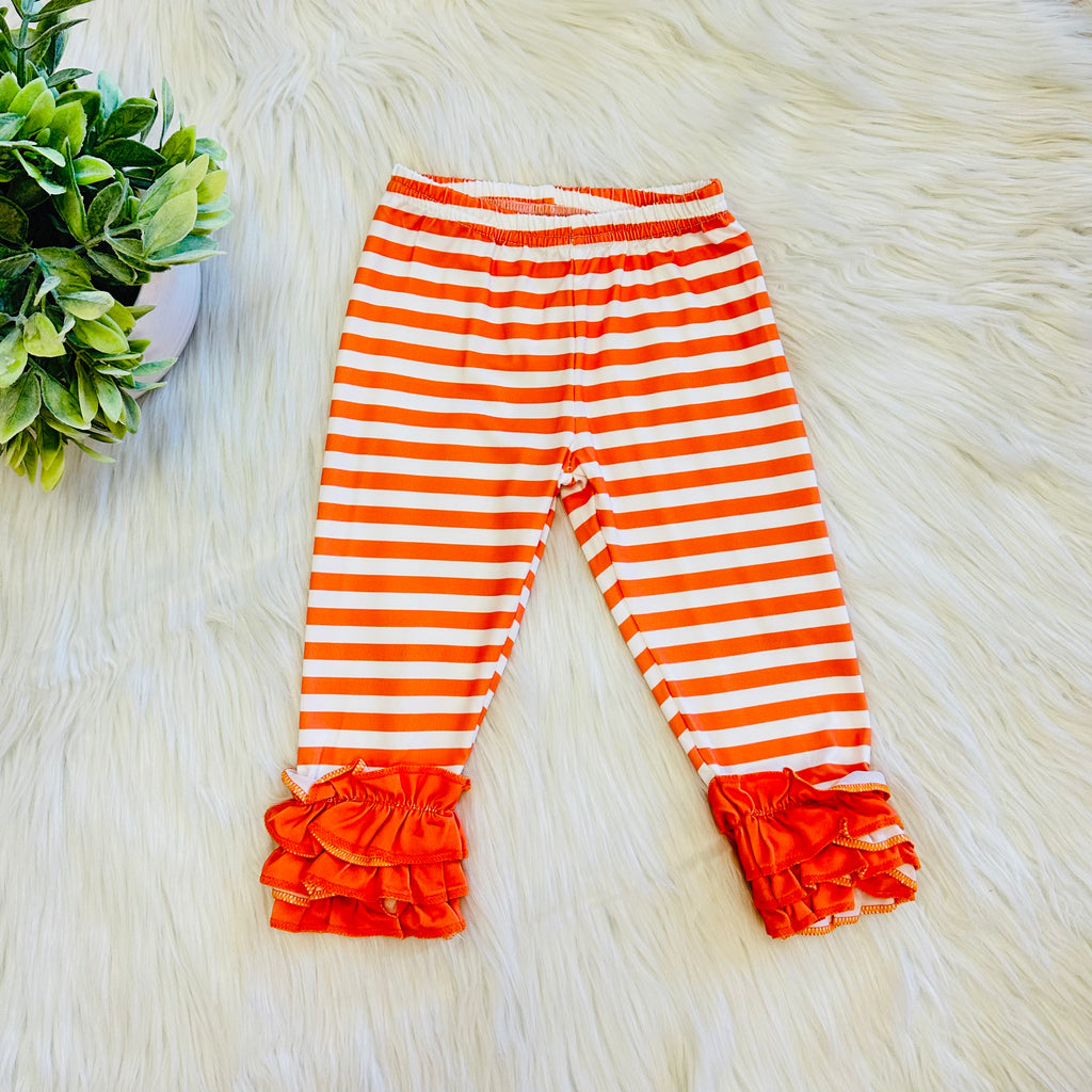 Girl’s Orange Floral and Stripe Set