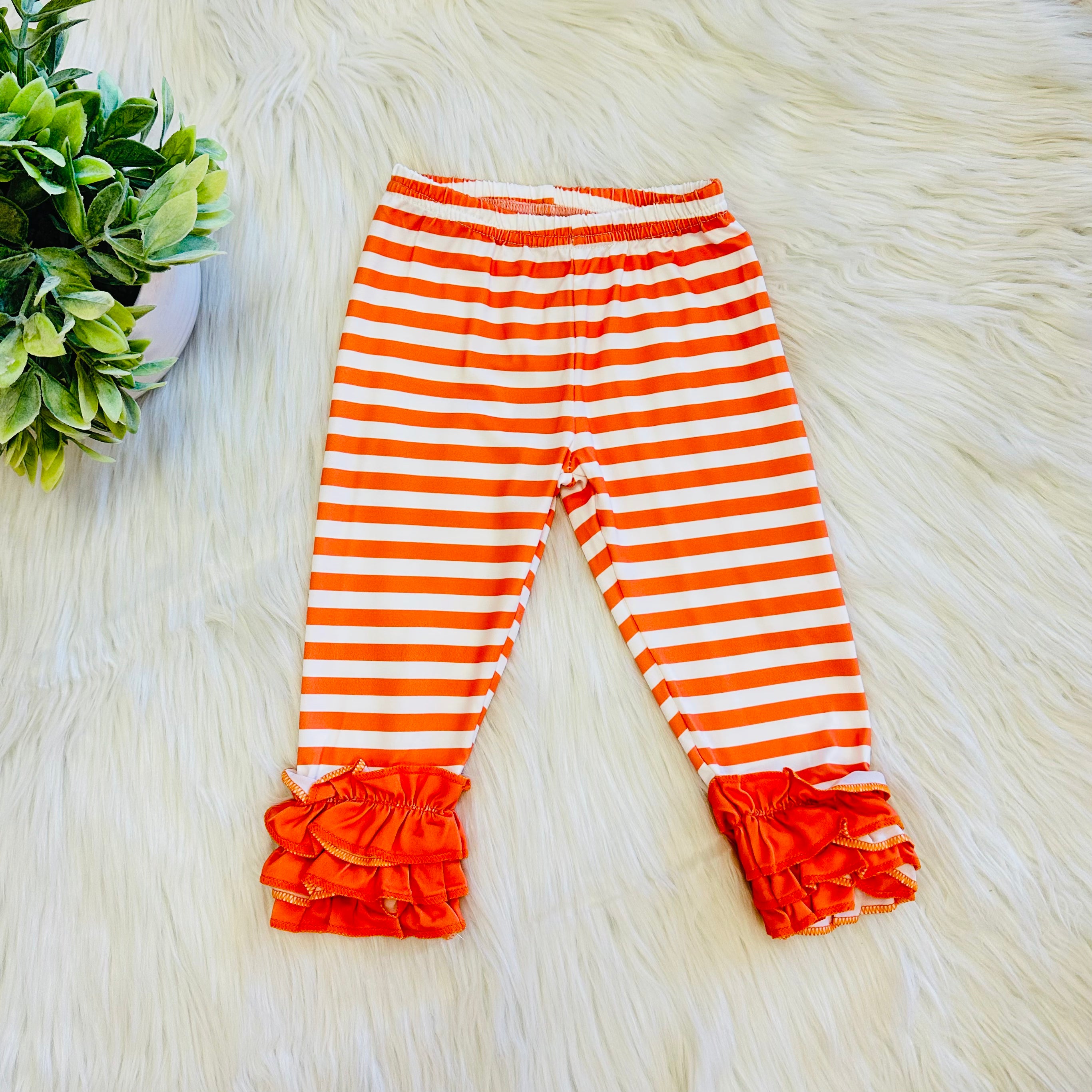 Girl’s Orange Floral and Stripe Set