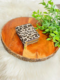 Taupe Cheetah Print Double Zipper Wallet