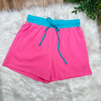 Women’s Evermmee Pink Short Set with Blue Trim