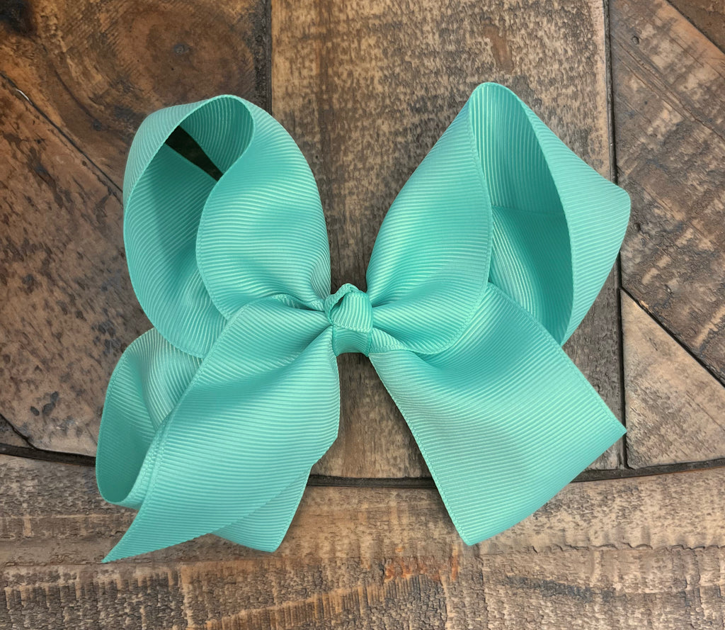 Hair Bow 6” Alligator Clip - Mint Green