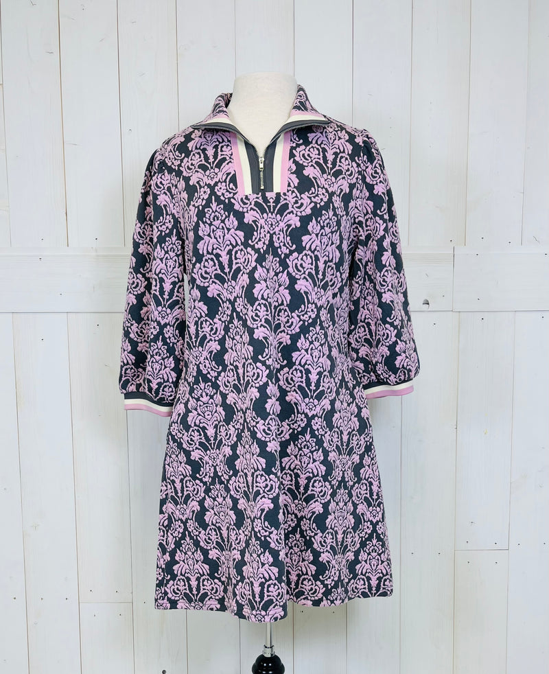Jodifl pink and grey ribbon detail dress