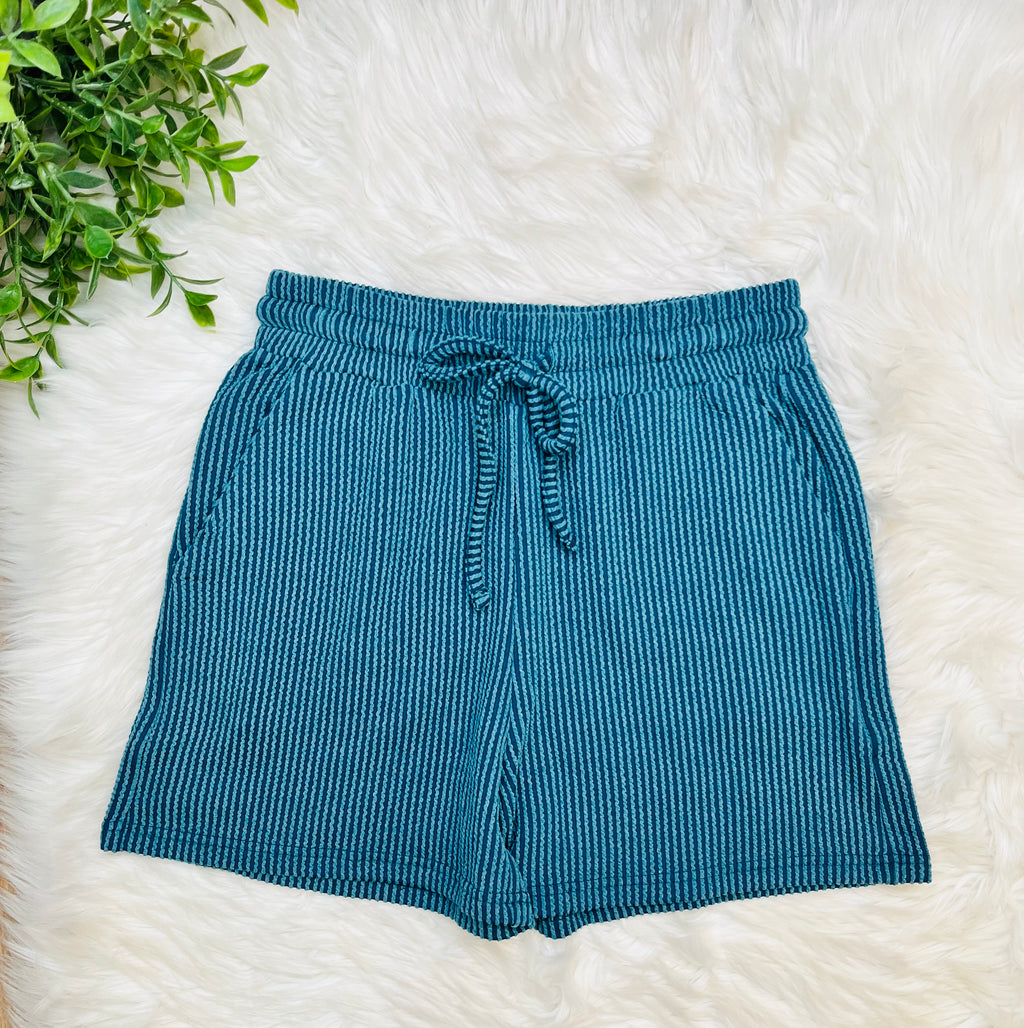 Women’s Zenana Teal Ribbed Short Set