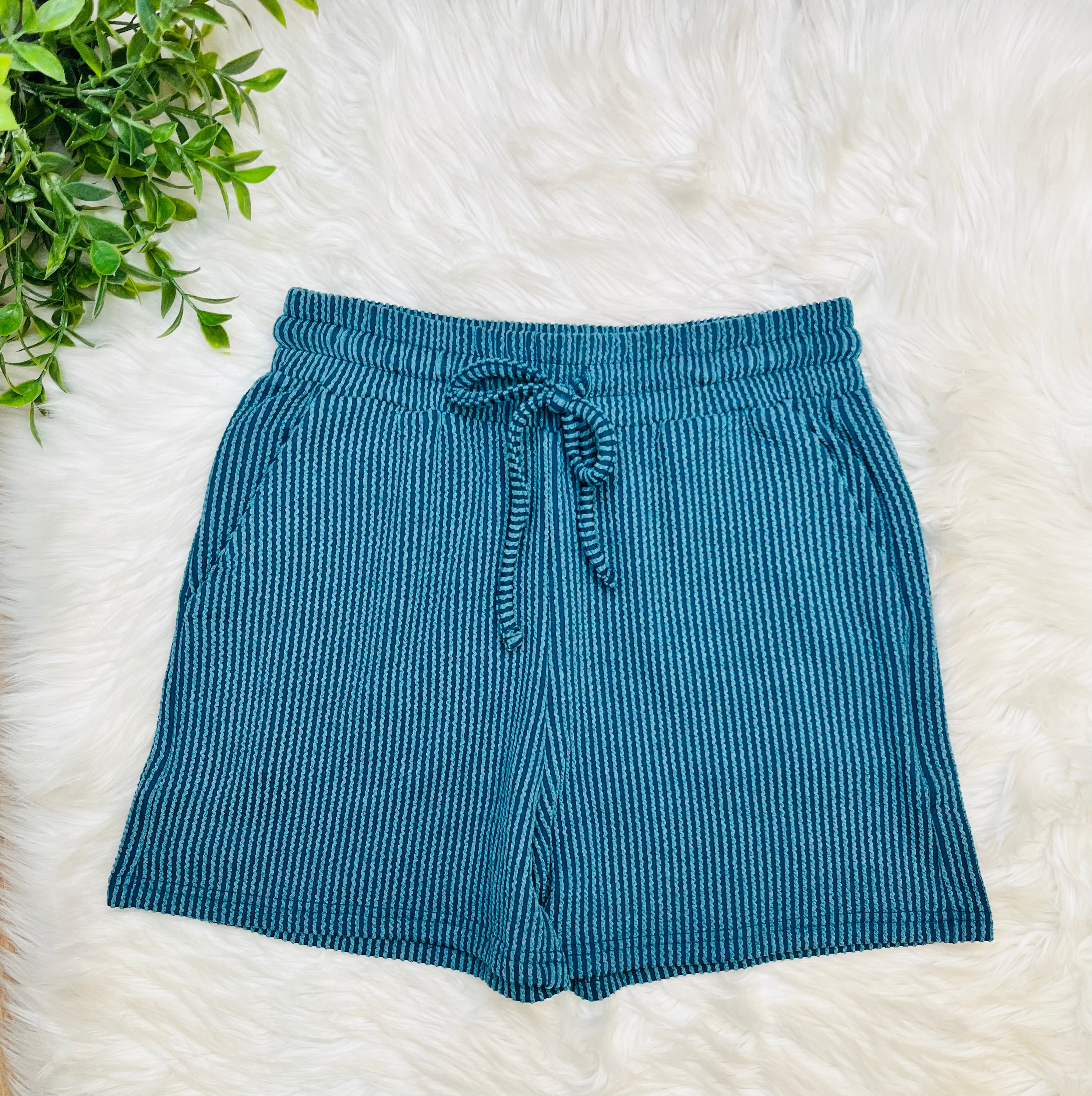 Women’s Zenana Teal Ribbed Short Set