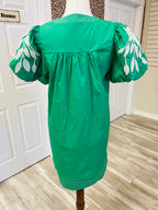 Women’s Green Puff Sleeve Dress