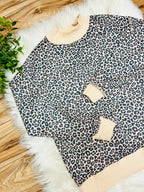 Women’s Evermmee Taupe Mock Neck Cheetah Print Top- True to Size