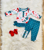 Girl’s Red and Green Bow Set