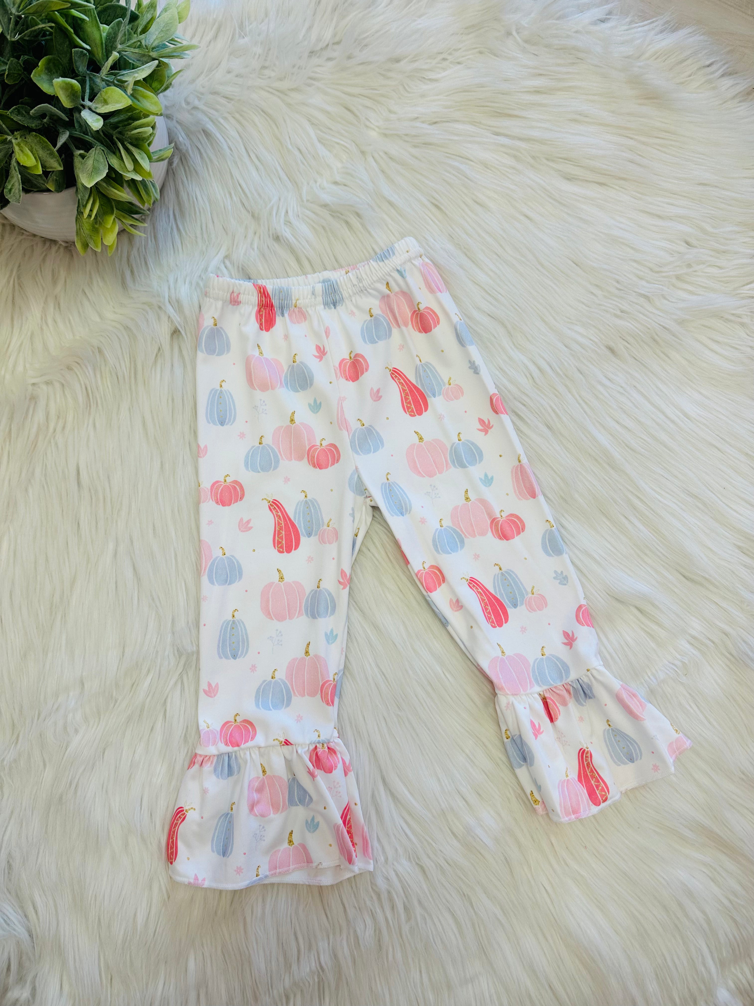 Girl’s Light Pink Pumpkin Ruffle Pant Set