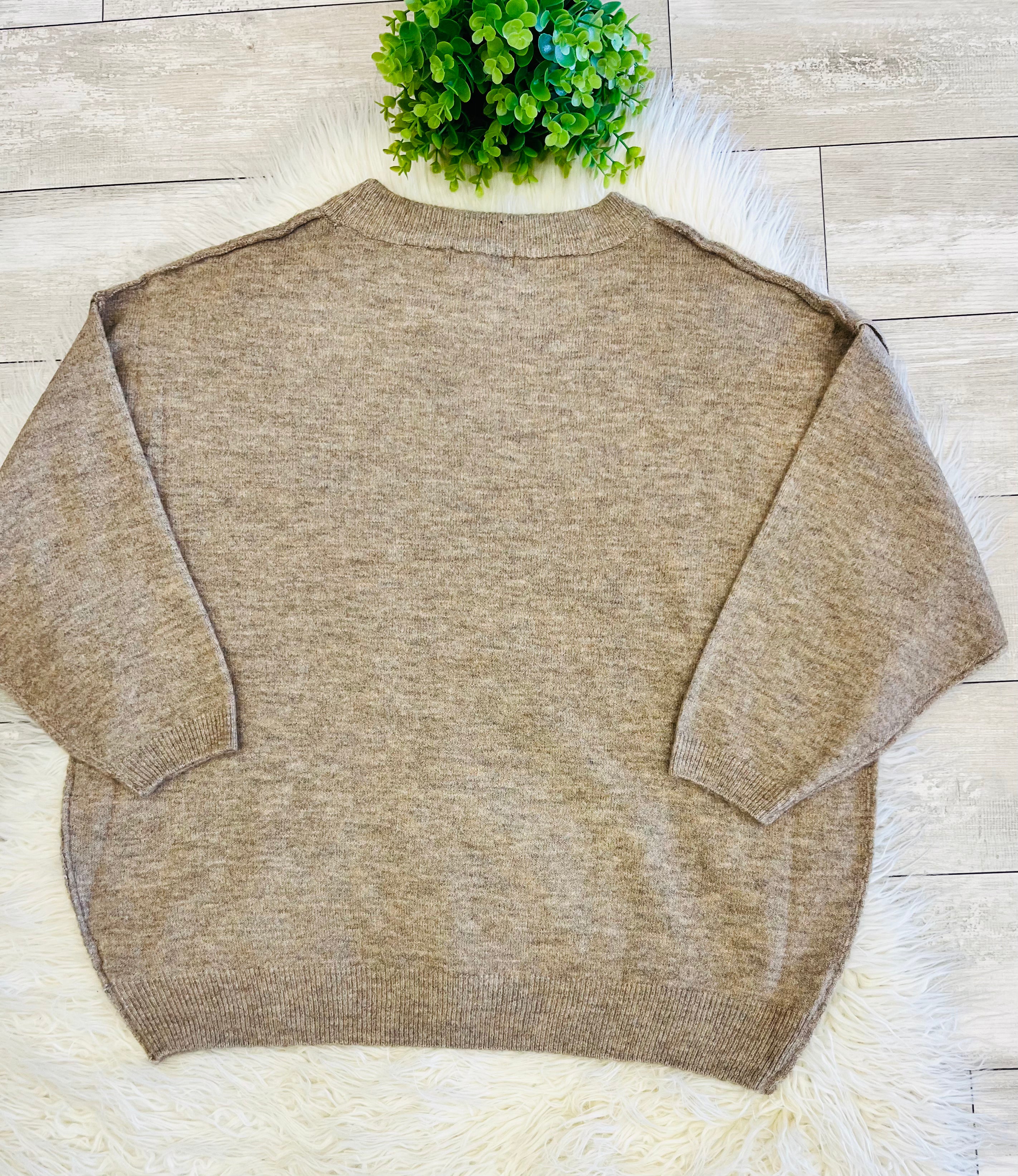 Women’s Zenana Shoulder - Drop Sweater Top in Mocha