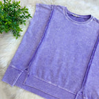 Women’s Violet Zenana Sleeveless Acid Wash Top with Slits