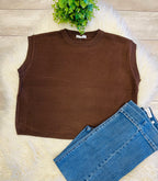 Women’s Zenana Sleeveless Sweater In Chocolate - Oversized Fit