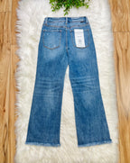Women’s Risen High Rise Crop Bootcut Frayed Jeans 5051