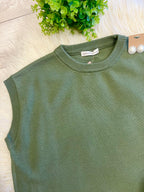 Women’s Zenana Sleeveless Sweater in Olive - Oversized Fit