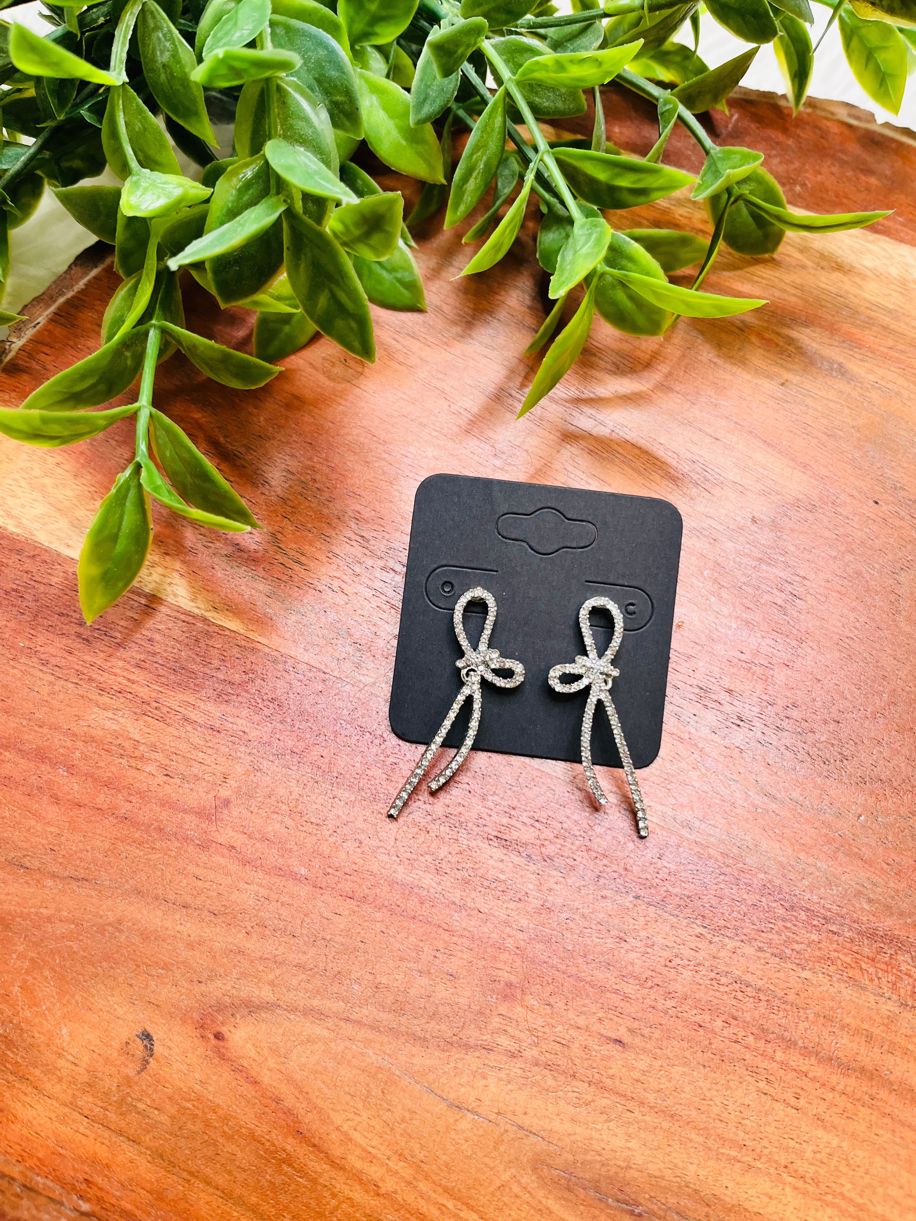 Women’s Diamond Bow Silver Dipped Earrings