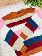 Women’s Knit Sweater Top Fall Striped- True to Size