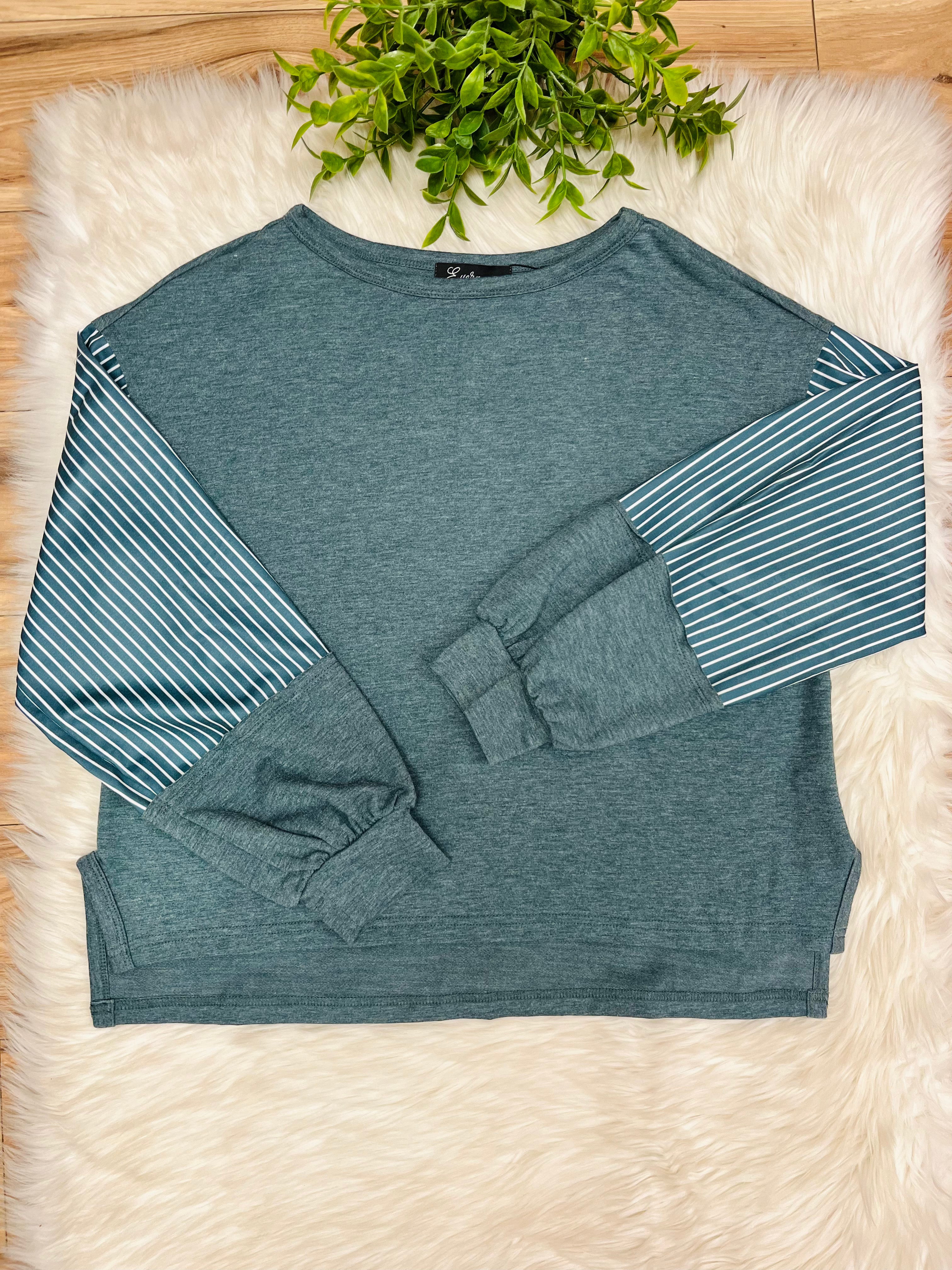 Women’s Evermmee Dark Teal Stripe Pant Set- True to Size
