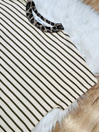 Women’s Leopard Detail Striped Top