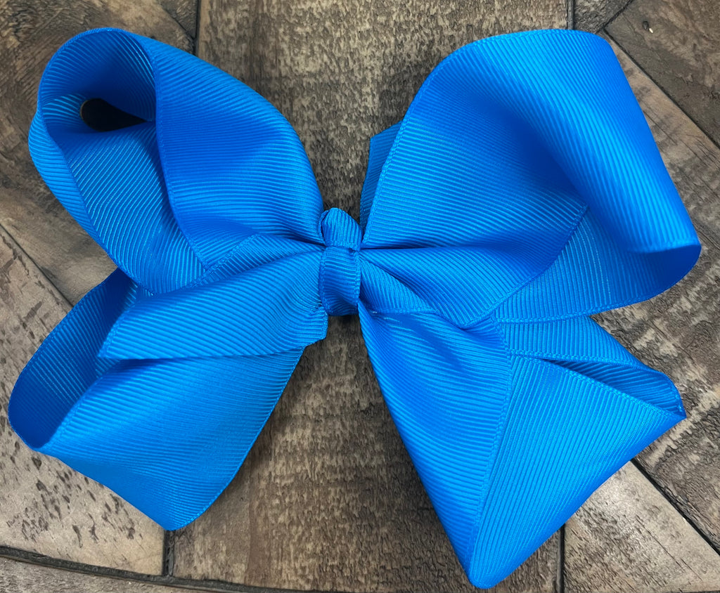 Hair Bow 6” Alligator Clip - Bright Blue