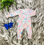 Girl’s Multi Color Floral Button Fly Romper