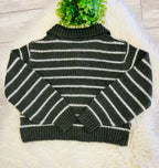 Women’s Zenana Striped Olive Button Sweater Top - True to size