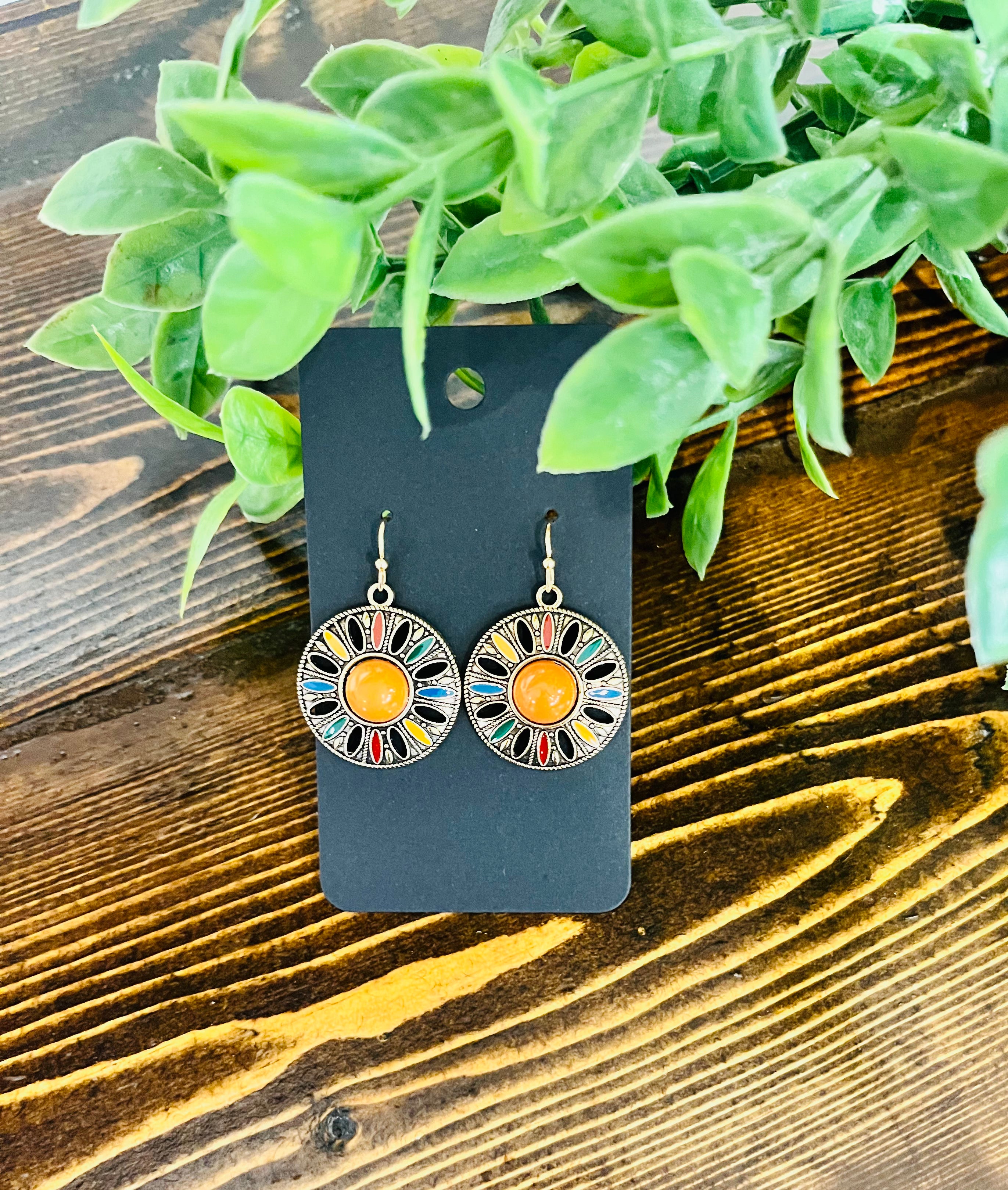 Women’s Orange Spiral Earrings