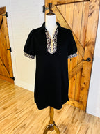 Women’s Evermmee Black Cheetah Detail Dress- True to Size