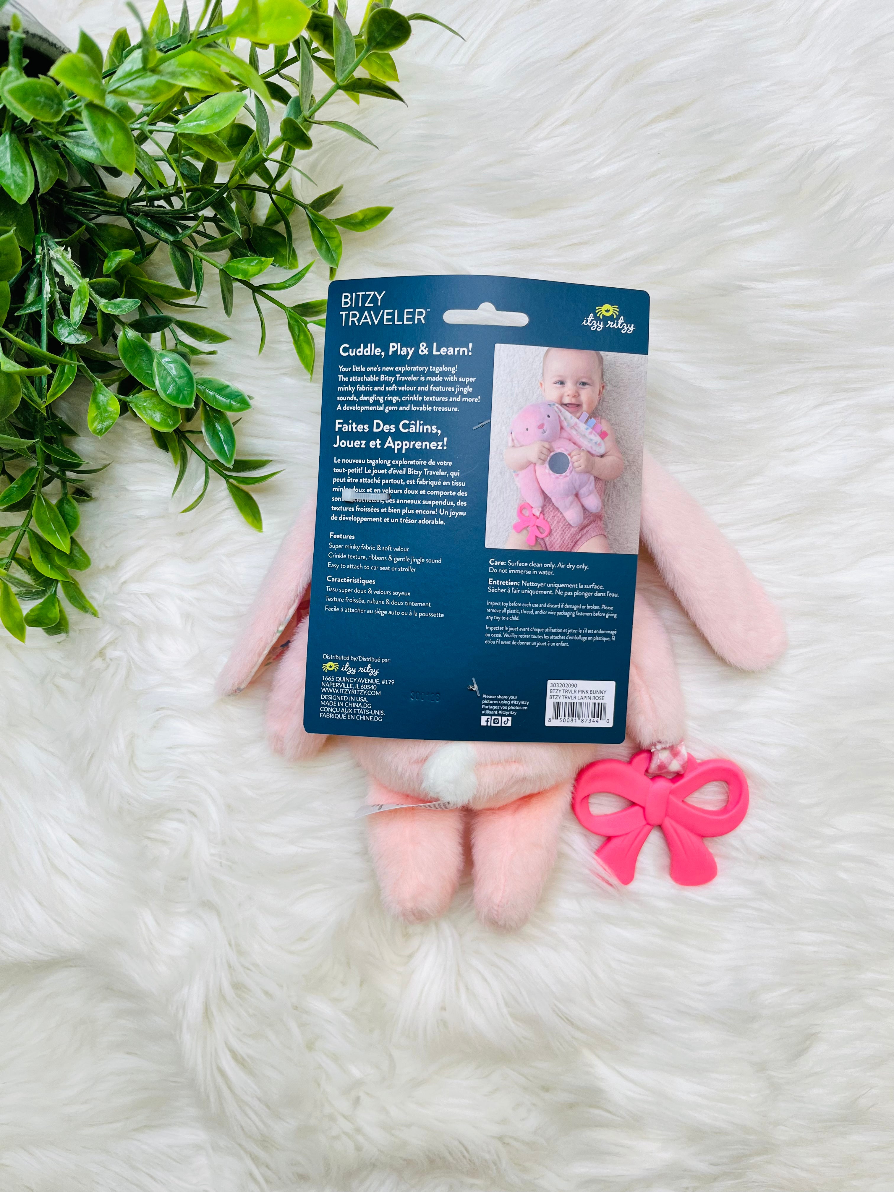 Itzy Ritzy Pink Bunny Traveler