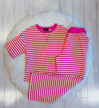 Women’s Evermmee Yellow and Pink Stripe Pant Set