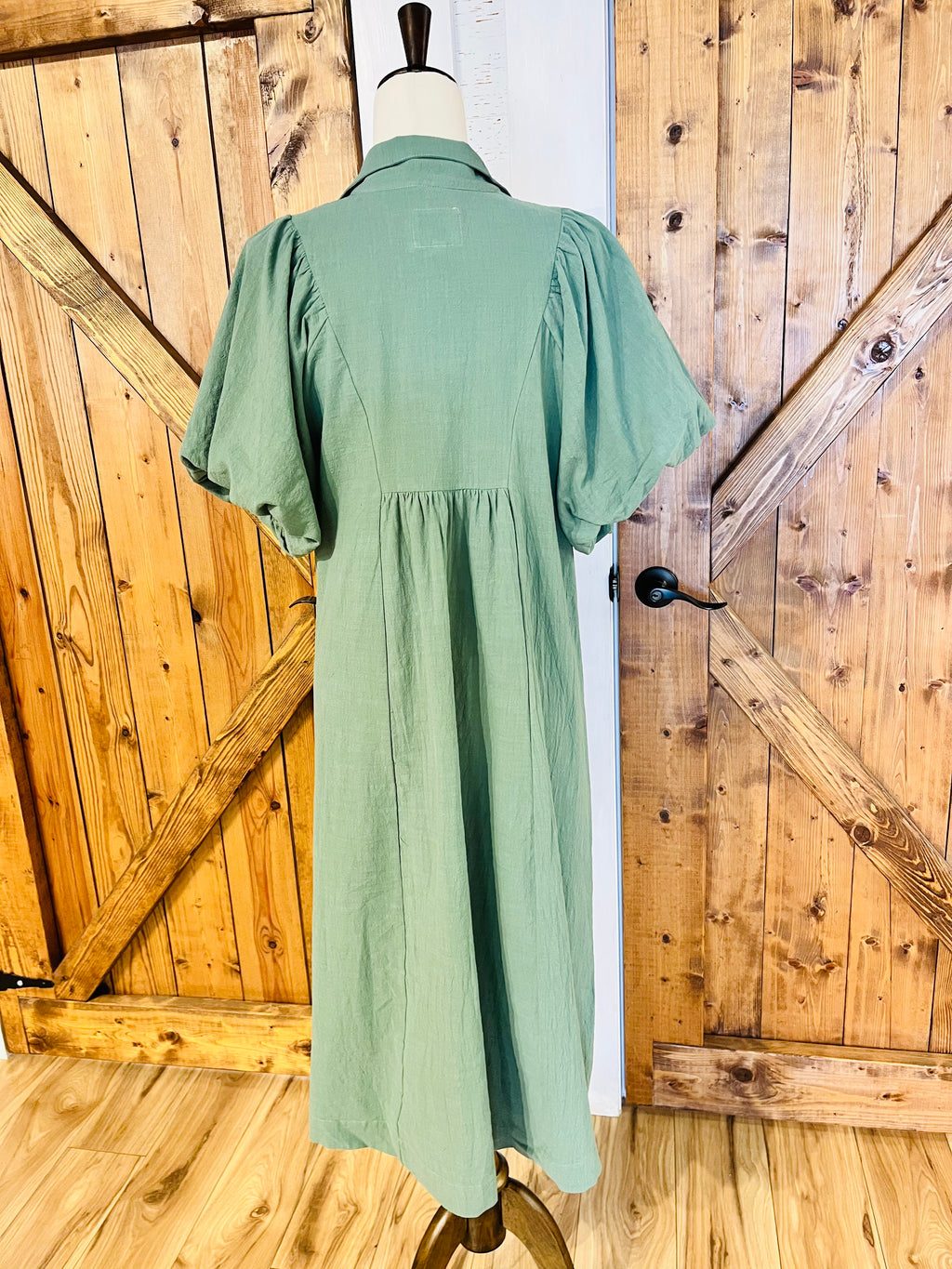 Women’s Umgee Green Smocked Collar Dress- Loose Fit