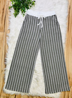 Women’s Zenana Olive Striped Ribbed Pant Set